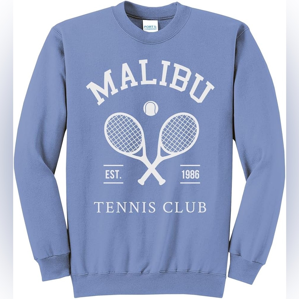 Malibu Tennis Club Classic Blue Sweatshirt. Size Medium.
